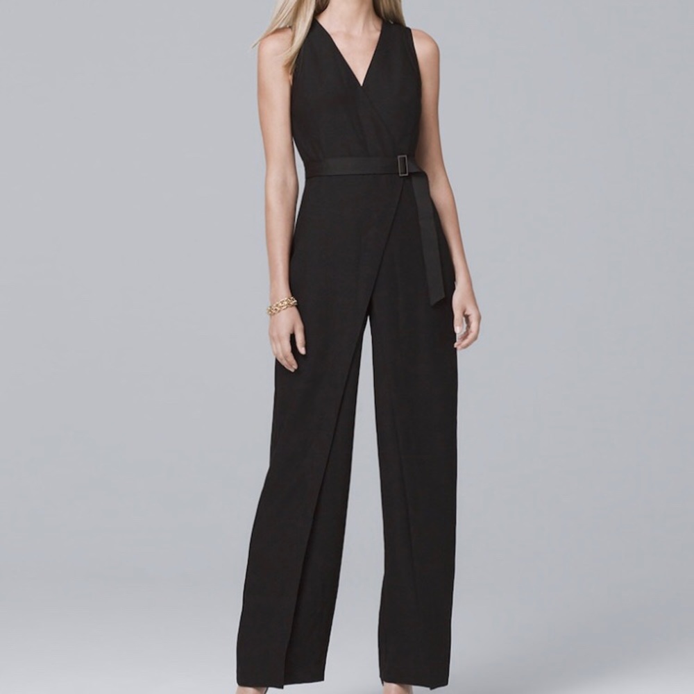 WHBM - BLACK CREPE WIDE-LEG JUMPSUIT
